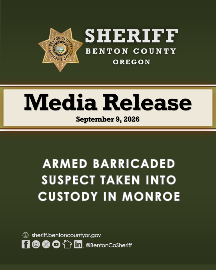Media Release September 9, 2026 Armed barricaded suspect taken into custody in Monroe.